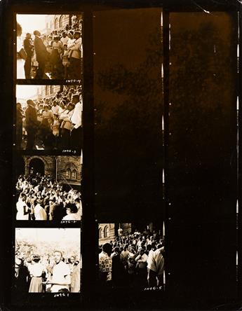 (CIVIL RIGHTS--PRESS PHOTOGRAPHS) A series of 6 contact sheets depicting peace marches and protests in Birmingham, Boston, Los Angeles,